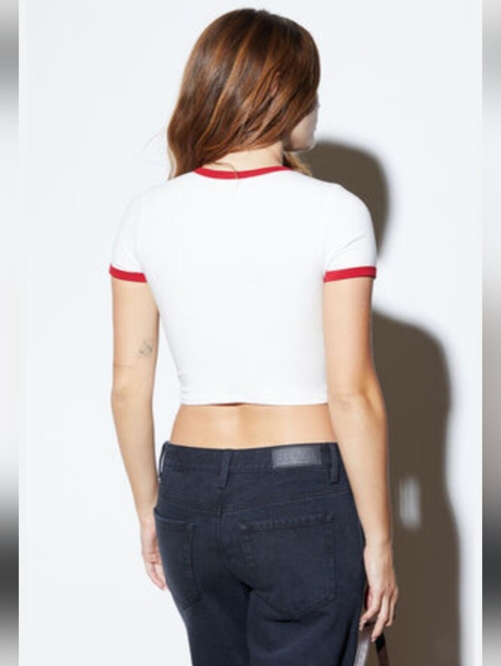 NWT Pacsun Ringer Red Piping White Baby Tee Top
